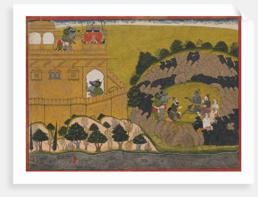 Rama Releases the Demon Spies Shuka and Sarana: Folio from the Siege of Lanka series , ca.1725 by Manaku