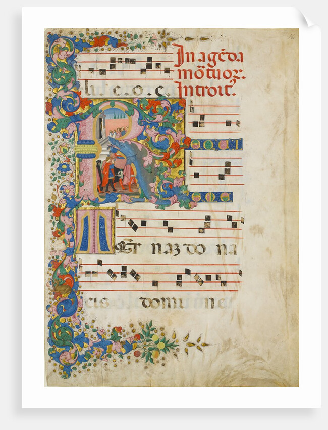 Manuscript Leaf with a Funeral Procession in an Initial R, from a Gradual, second half 15th century by Mariano del Buono