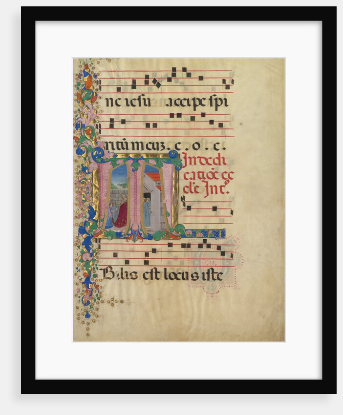 Manuscript Leaf with the Dedication of a Church in an Initial T, from a Gradual, 2nd half 15th cent by Mariano del Buono