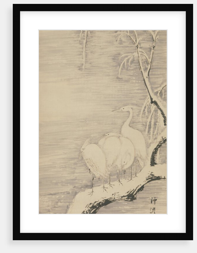 Herons in the Snow, ca. 1840 by Nakabayashi Chikuto