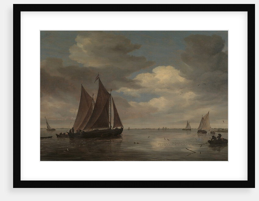 Fishing Boats on a River, early 1660s by Salomon Ruysdael