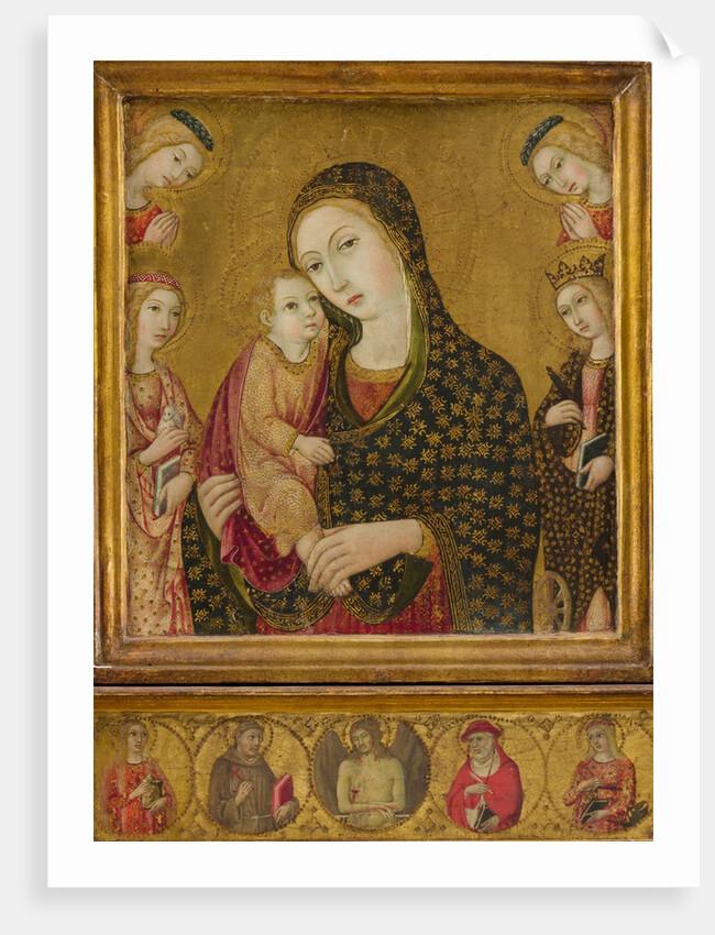 Madonna and child with the Dead Christ, Saints Agnes and Catherine of Alexandria…ca. 1470-80 by Sano di Pietro