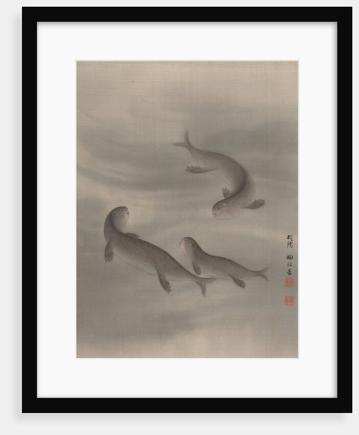 Otters Swimming, ca. 1890-92 by Seki Shuko