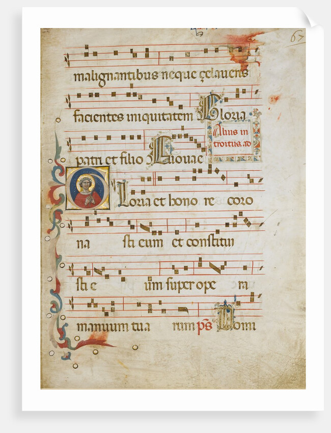 Manuscript Leaf with a female saint in an Initial G…, ca. 1330-40 by Illustratore