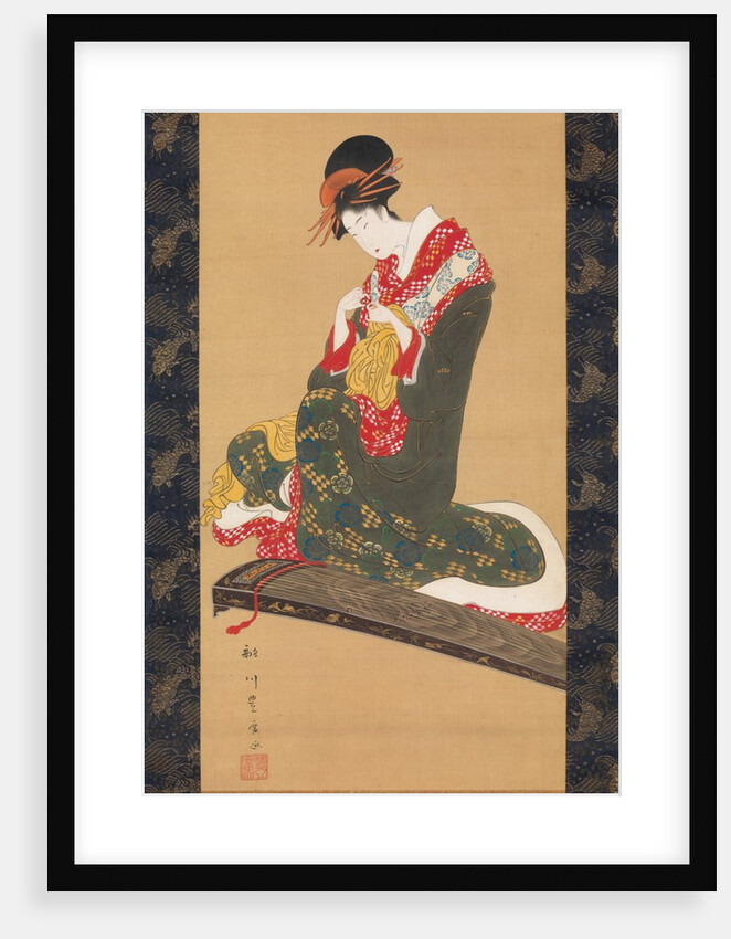 Woman Putting on Finger Plectrums to Play the Koto, early 19th century by Utagawa Toyohiro