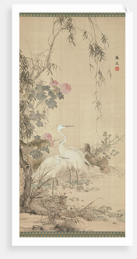 Egrets, Peonies, and Willows, early 19th century by Yamamoto Baiitsu