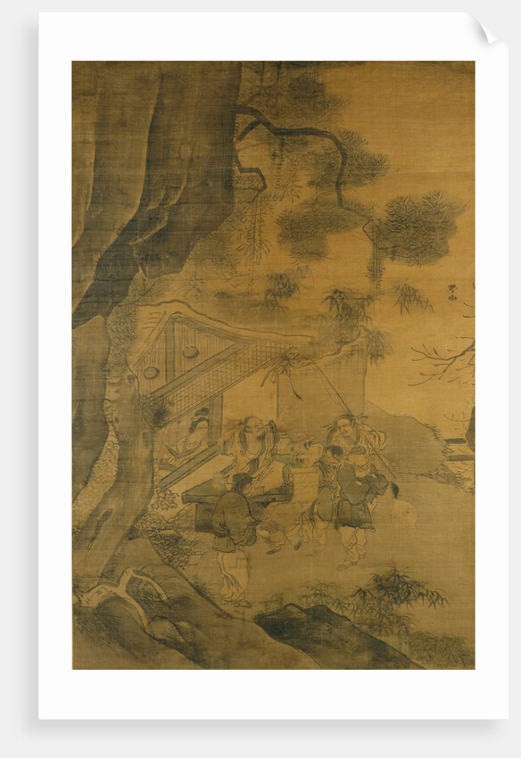 Studying a Painting, 16th century by Zhang Lu