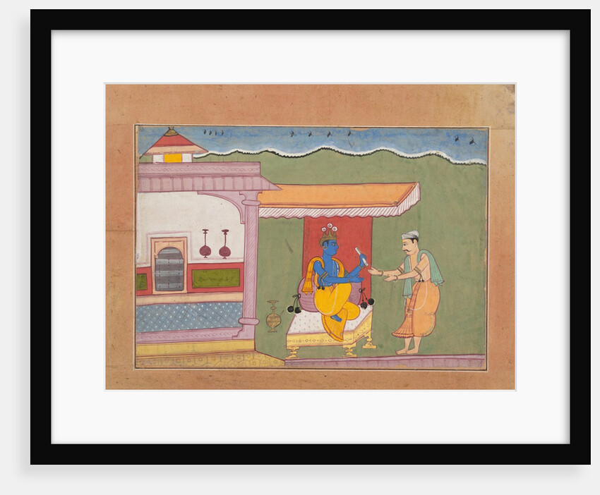 The Brahmin Delivers Rukmini's Letter to Krishna…from a Dispersed Bhagavata Purana…, ca. 1610 by Unknown