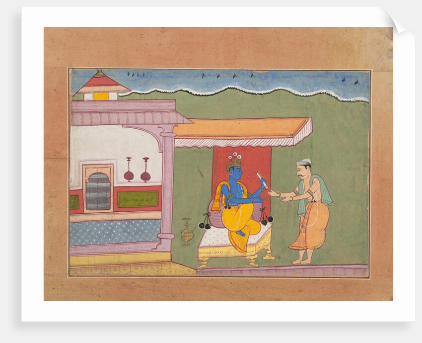 The Brahmin Delivers Rukmini's Letter to Krishna…from a Dispersed Bhagavata Purana…, ca. 1610 by Unknown