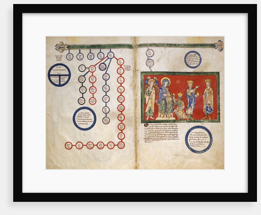 Leaves from a Beatus Manuscript: Bifolium with part of the Genealogy of Christ…ca. 1180 by Unknown