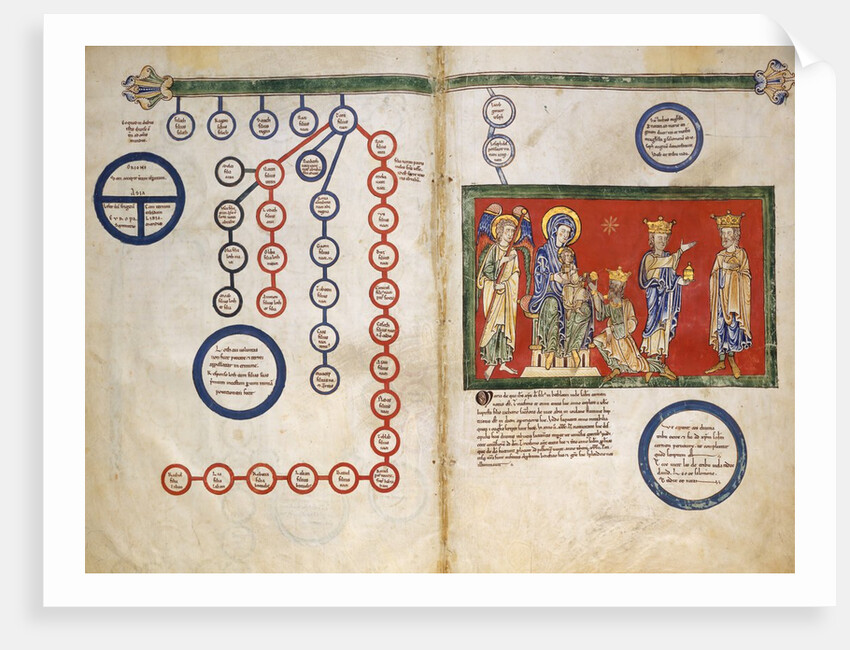 Leaves from a Beatus Manuscript: Bifolium with part of the Genealogy of Christ…ca. 1180 by Unknown