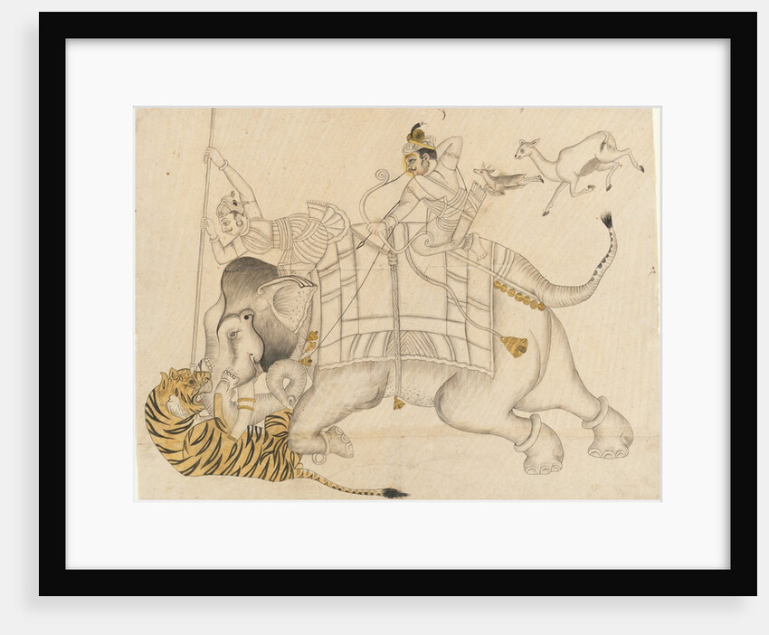 Maharao Shatru Sal II Hunting a Tiger, ca. 1866-89 by Unknown