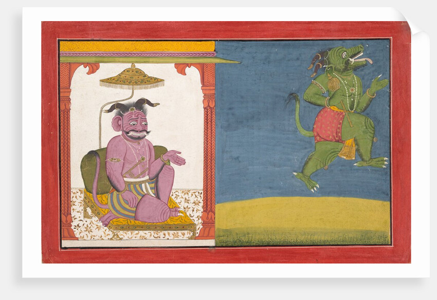 The Demon Hiranyaksha Departs the Demon Palace… from a Bhagavata Purana Series, ca. 1740 by Unknown