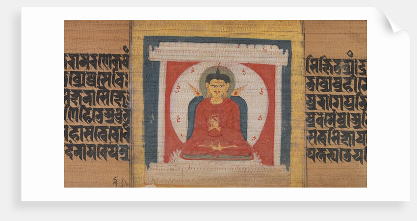 Buddha Enthroned in a Shrine, Leaf from…Pancavimsatisahasrika Prajnaparamita…, ca. 1090 by Unknown