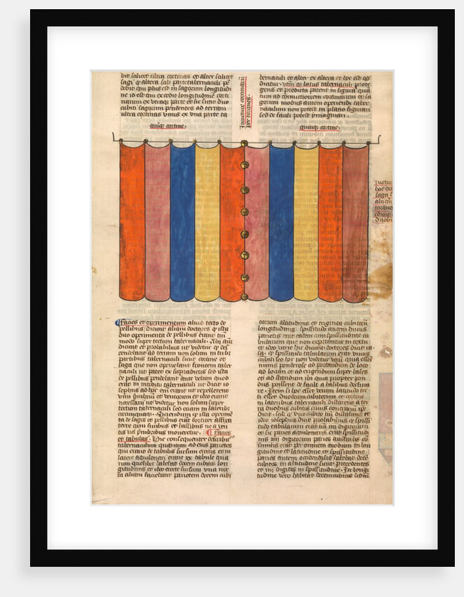 Curtain of the Tabernacle, one of six illustrated leaves from the Postilla Litteralis…, ca. 1360-1 by Nicholas of Lyra