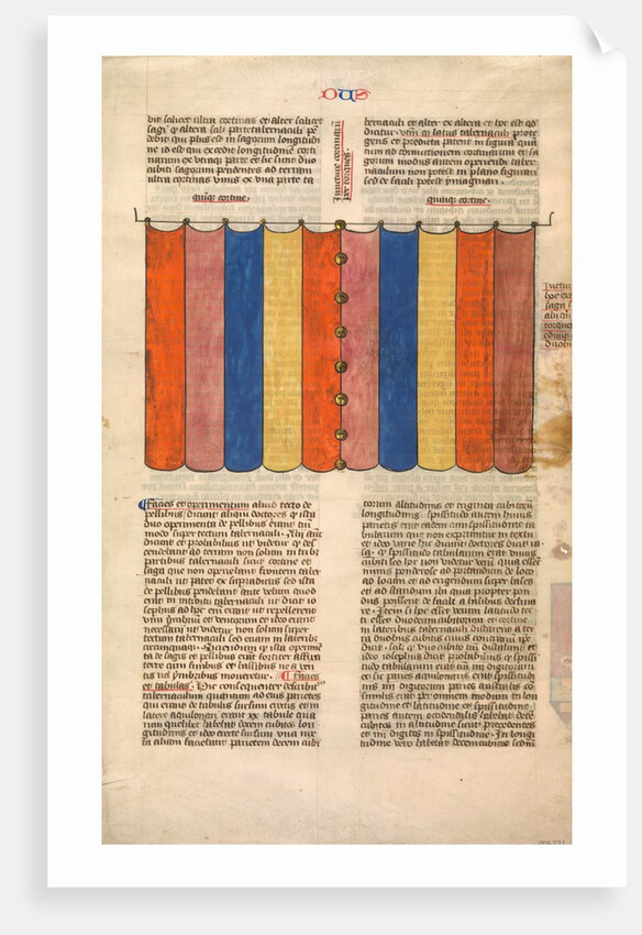 Curtain of the Tabernacle, one of six illustrated leaves from the Postilla Litteralis…, ca. 1360-1 by Nicholas of Lyra