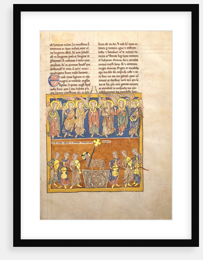 Leaf from a Beatus Manuscript: Seven Angels Hold the Cups of the Seven Last Plagues.., ca. 1180 by Unknown