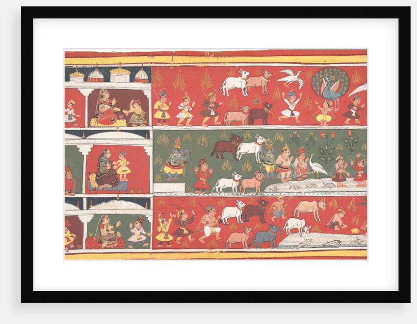Bakasura, the Crane Demon, Arrives in Brindavan… a Dispersed Bhagavata Purana…, ca. 1700 by Unknown