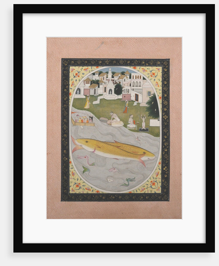 Manuscript Painting with Hindu Tantric Scene Depicting Two Fish, 1800-1820 by Unknown