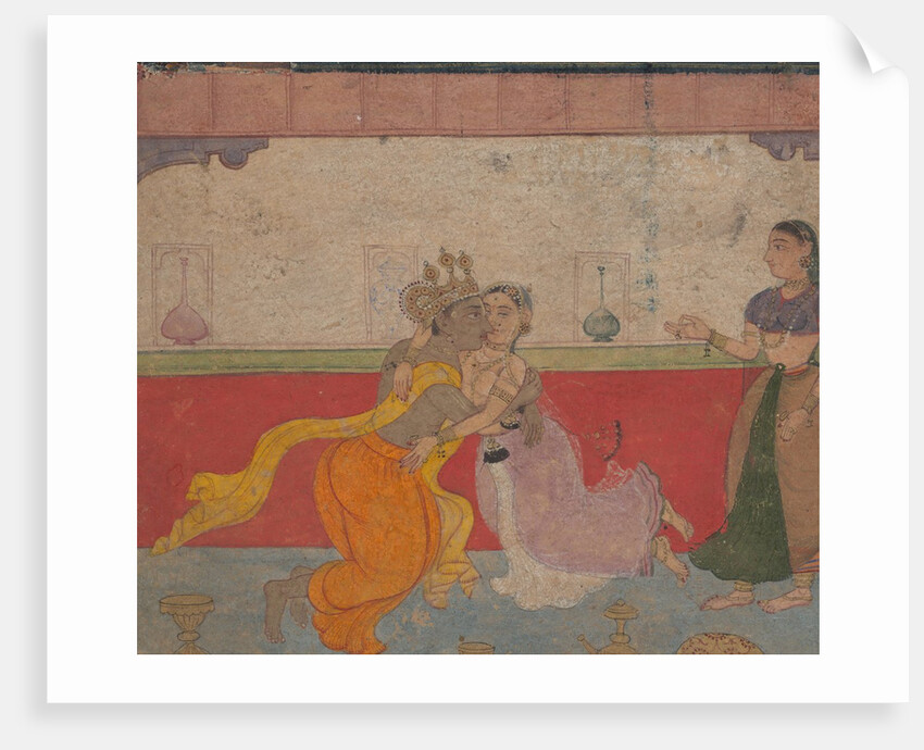 Krishna Kisses Radha: Page from the Boston Rasikapriya, ca.1610 by Unknown