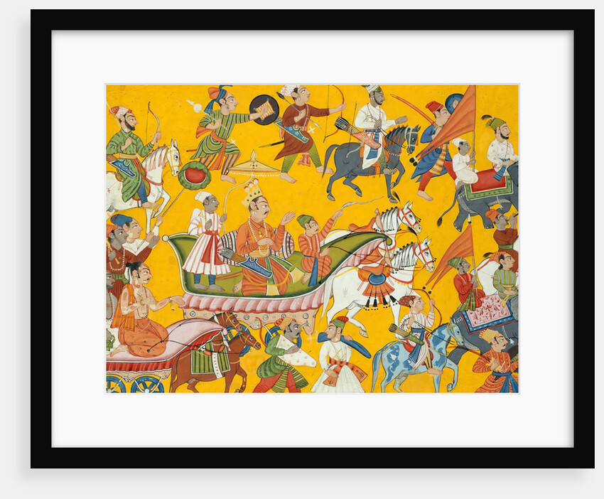 King Dasaratha and His Retinue Proceed to Rama's Wedding: Folio from the Shangri…, ca. 1690-1710 by Unknown