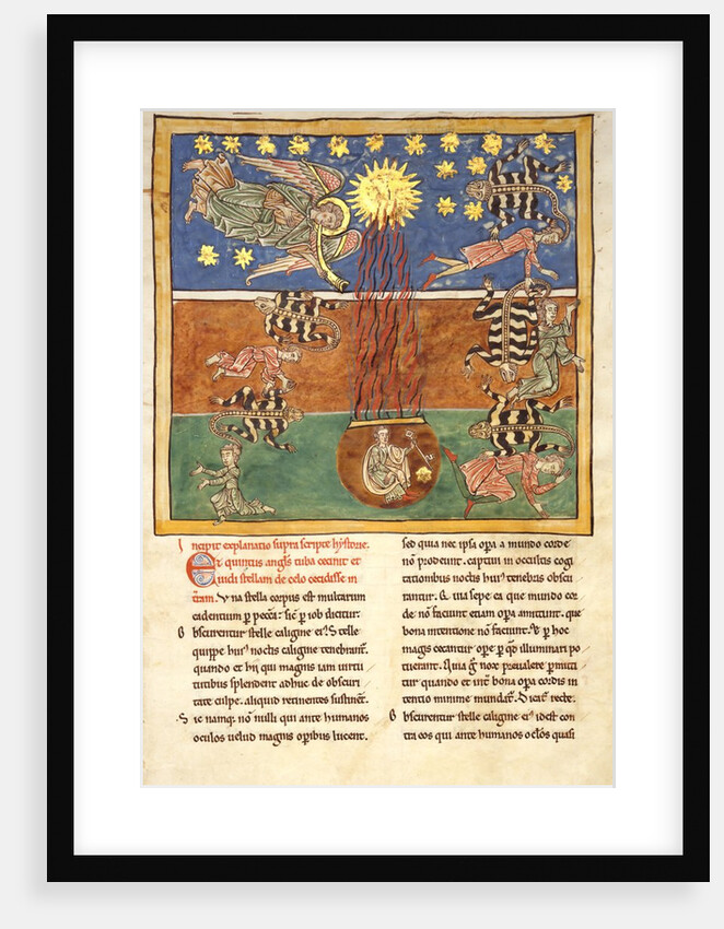 Leaf from a Beatus Manuscript: at the Clarion of the Fifth Angel's Trumpet…, ca. 1180 by Unknown