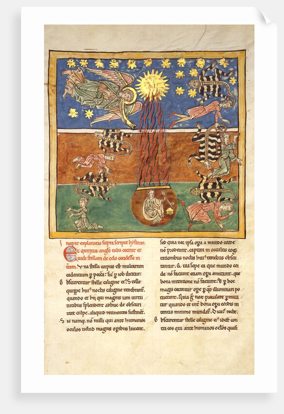Leaf from a Beatus Manuscript: at the Clarion of the Fifth Angel's Trumpet…, ca. 1180 by Unknown