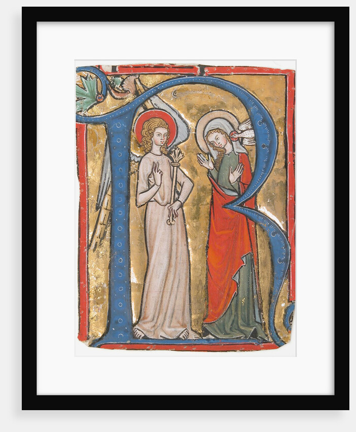 Manuscript Illumination with the Annunciation in an Initial R, from a Gradual, ca. 1300 by Unknown