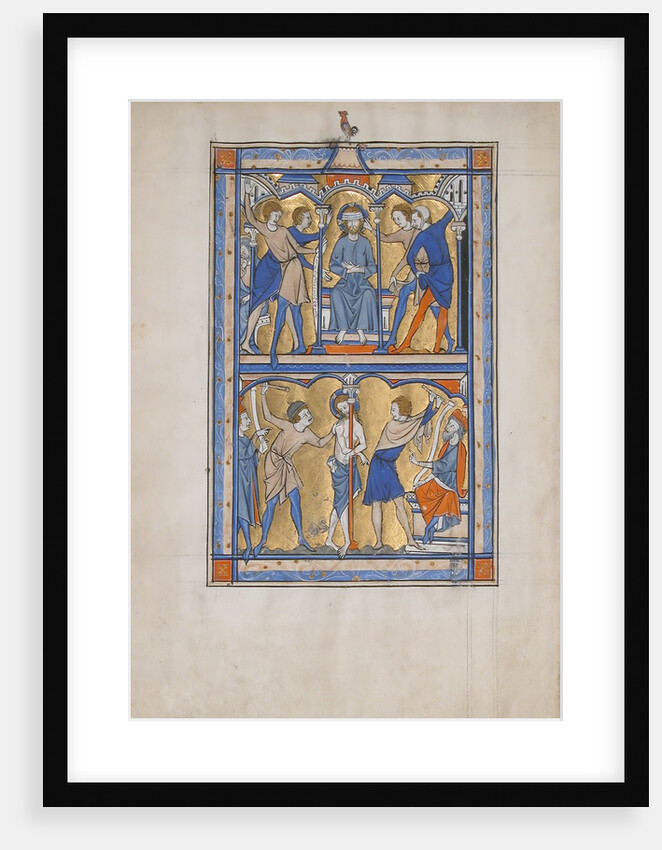 Manuscript Leaf with the Mocking and Flagellation of Christ, from a Royal Psalter, 13th century by Unknown