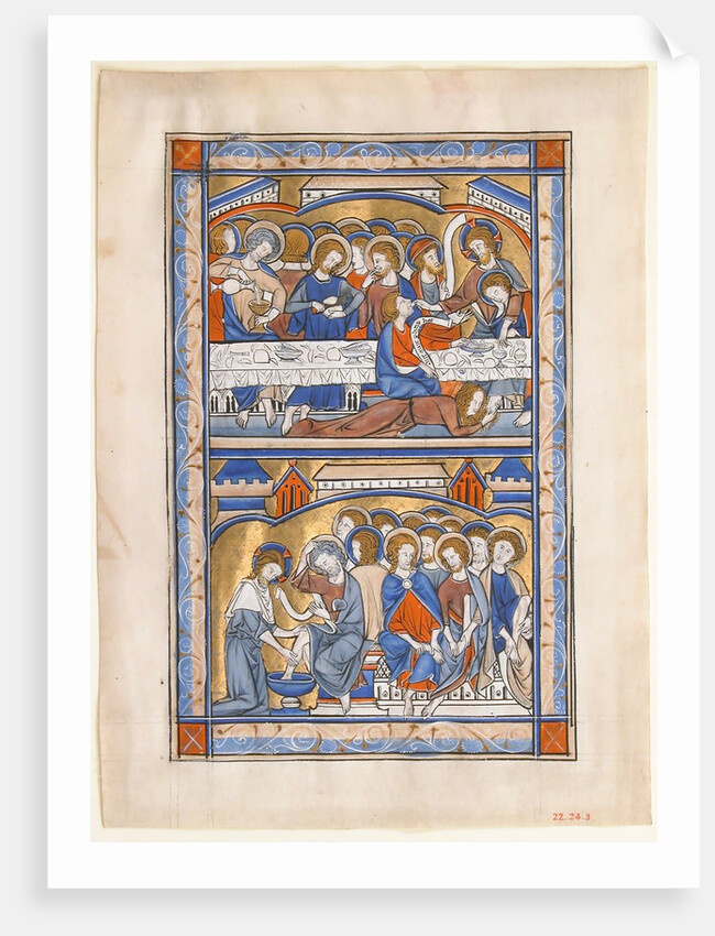 Manuscript Leaf with the Last Supper and the Washing of the Apostles? Feet Leaf…, ca. 1250-70 by Unknown