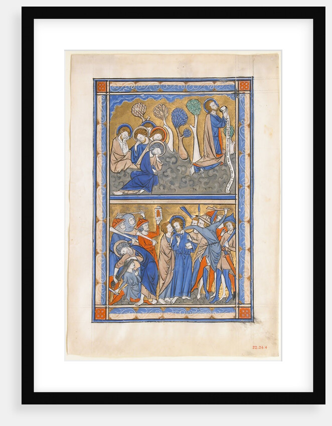 Manuscript Leaf with the Agony in the Garden and Betrayal of Christ, from a Royal Psalter, ca. 1270 by Unknown