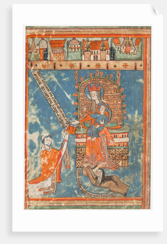 Manuscript Leaf with Dedication of a Book to the Virgin, ca. 1400 by Unknown