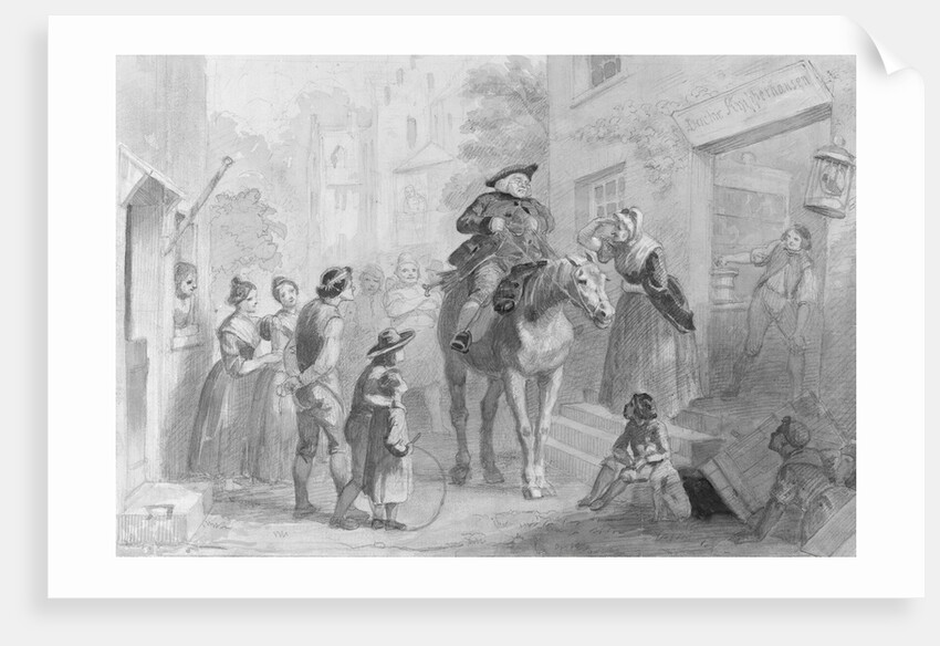 Village Scene with Dutch Colonial Figures by Felix Octavius Carr Darley