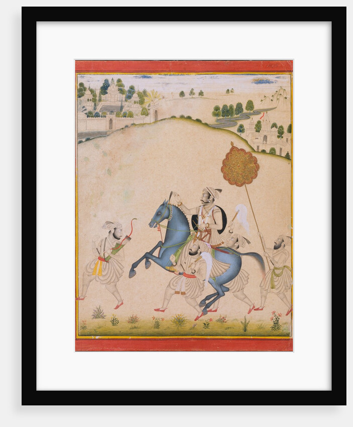 Maharana Amar Singh II Riding a Jodhpur Horse, ca. 1700-1710 by Stipple Master
