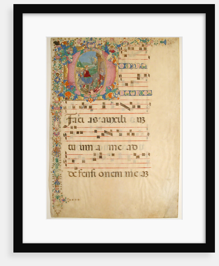 Manuscript Leaf with Entry into Jerusalem on Palm Sunday in an Initial D…, 15th-16th century by Bartolomeo di Domenico di Guido