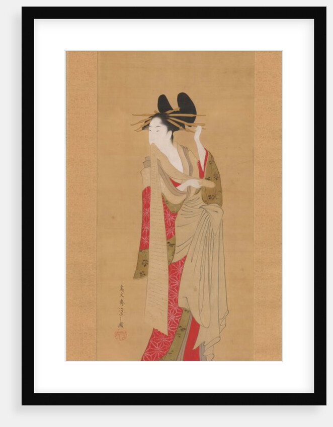 Courtesan with a Letter in Her Mouth, 1756-1815 by Hosoda Eishi