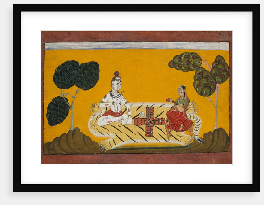 Shiva and Parvati Playing Chaupar: Folio from a Rasamanjari Series, dated 1694-95 by Devidasa of Nurpur