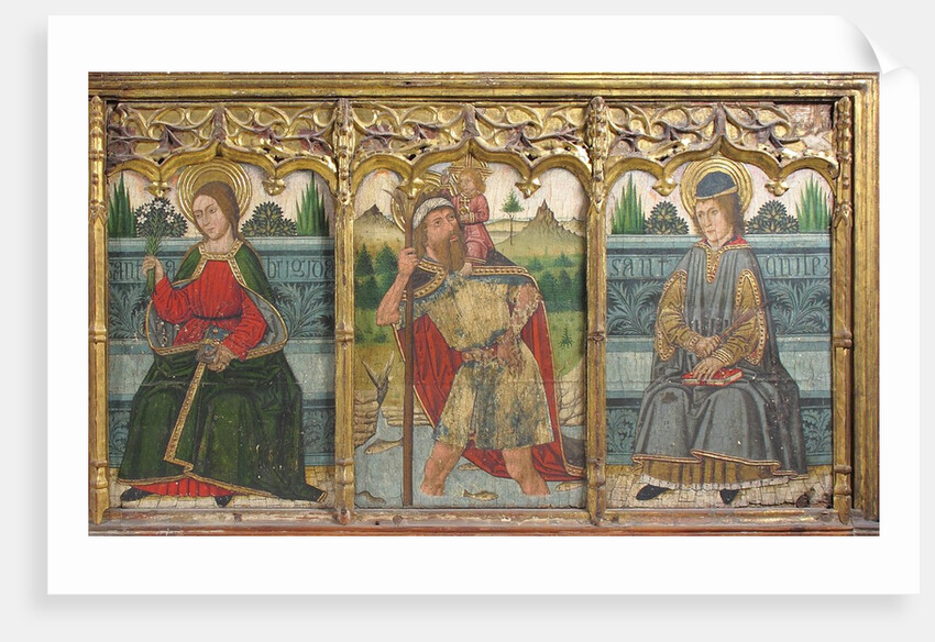 Predella pane with Saint Bridget, Saint Christopher, and Saint Kilian from Retable, 15th century by Domingo Ram
