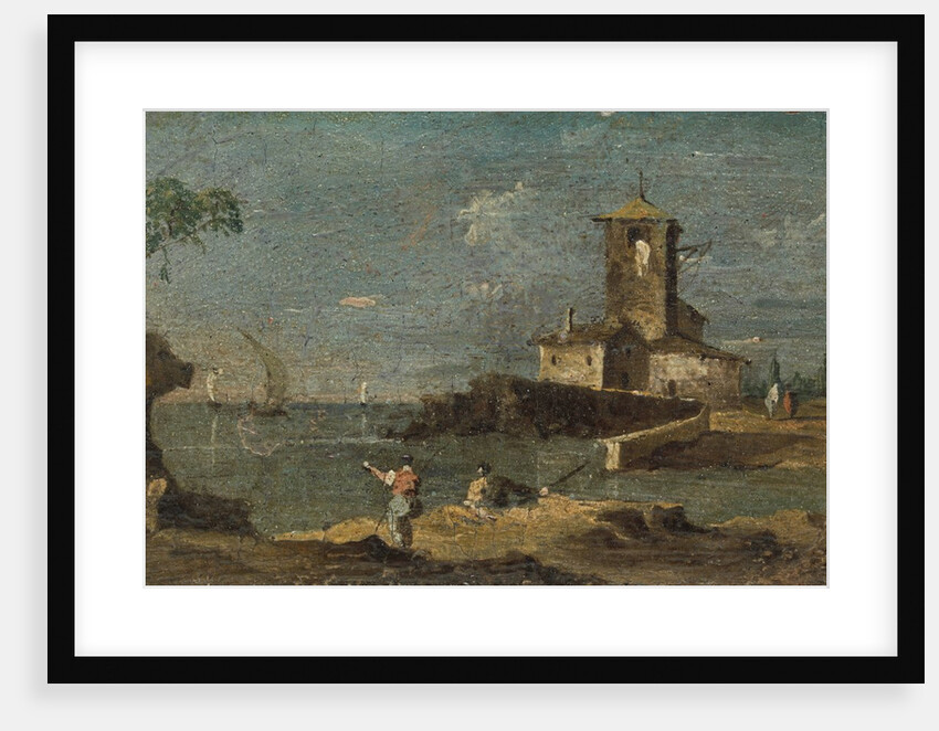 Capriccio with a Square Tower and Two Houses, 18th century by Unknown
