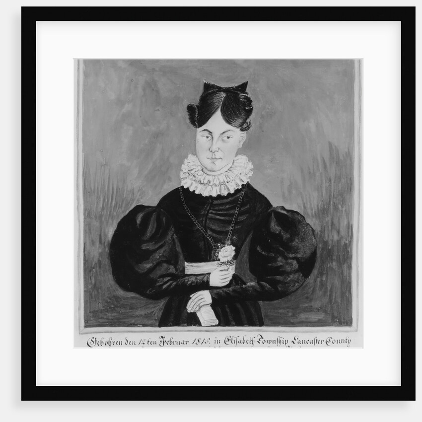 Portrait and Birth Record of Mahala Wechter, 1833 by Jacob Maentel