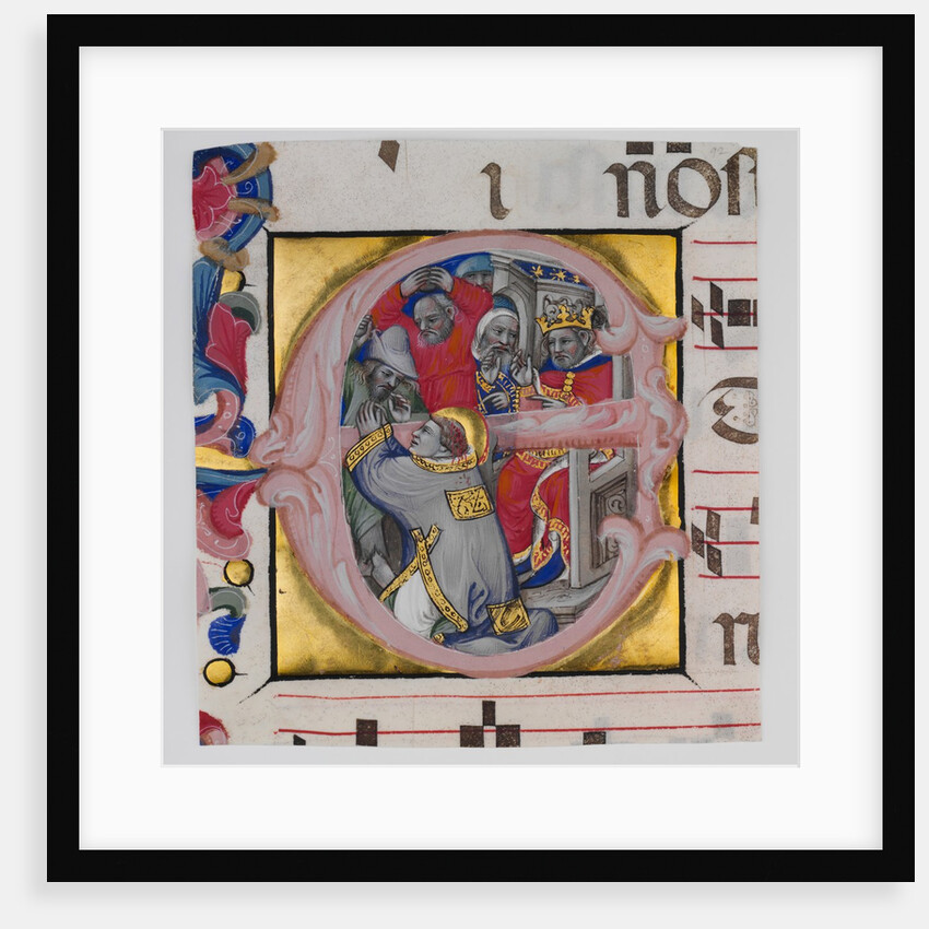 Manuscript Illumination with the Martyrdom of Saint Stephen in an Initial E…, ca. 1394-1402 by Niccolo di Giacomo da Bologna