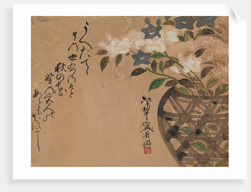 Bellflowers in Basket, 18th century by Ogata Kenzan