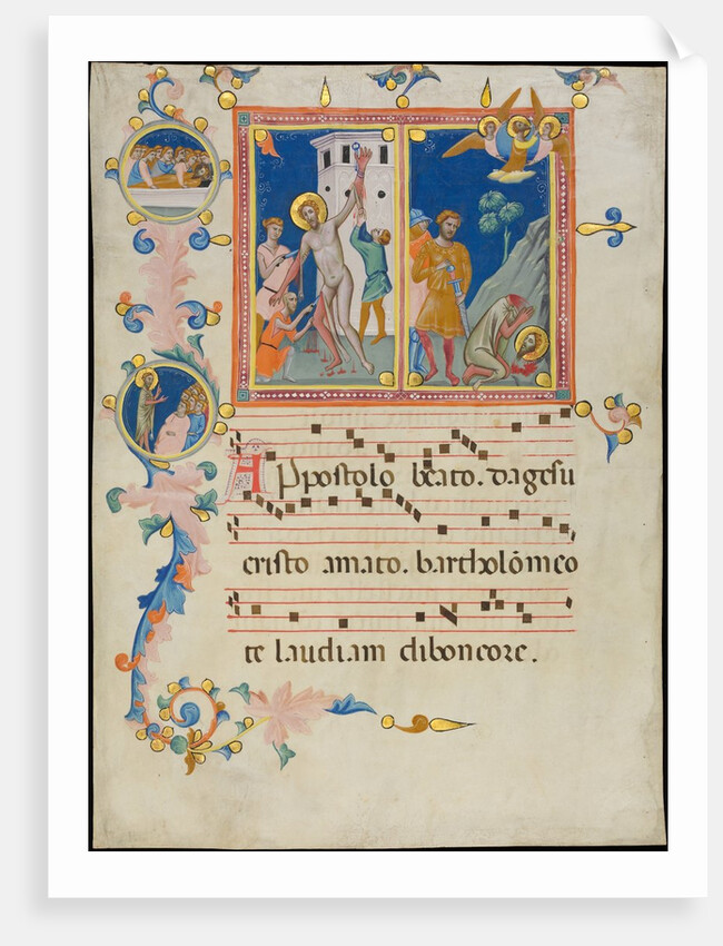 Manuscript Leaf with the Martyrdom of Saint Bartholomew, from a Laudario, ca. 1340 by Pacino di Bonaguida