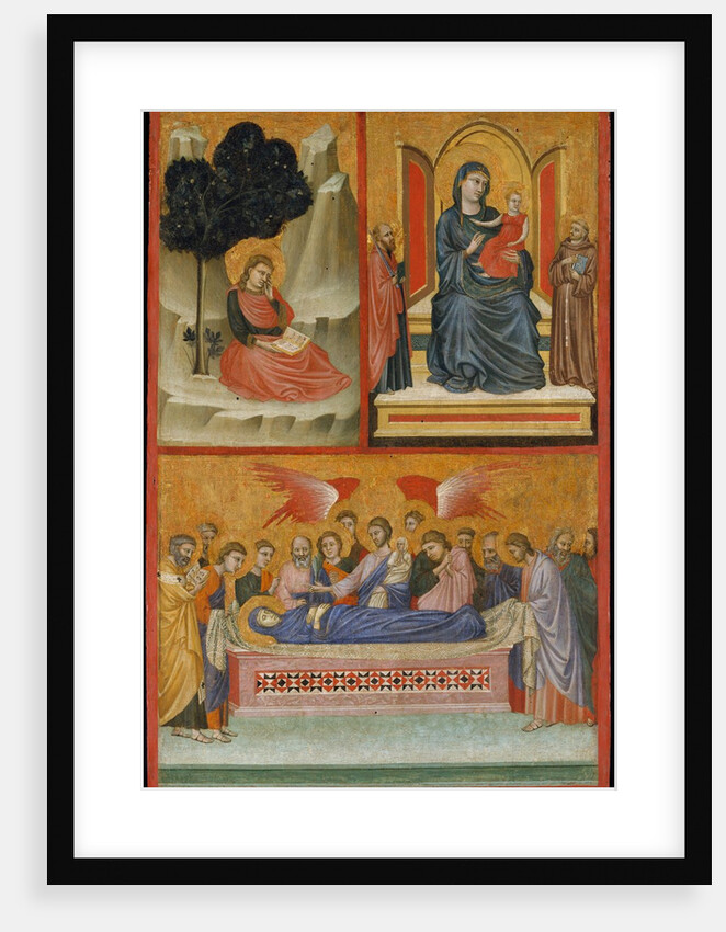 Saint John on Patmos, Madonna and Child Enthroned, and Death of the Virgin; The Crucifixion by Pacino di Bonaguida