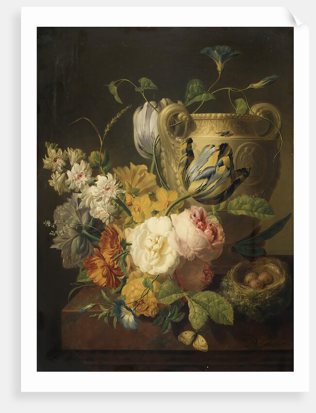 Flowers by a Stone Vase, 1786 by Peter Faes