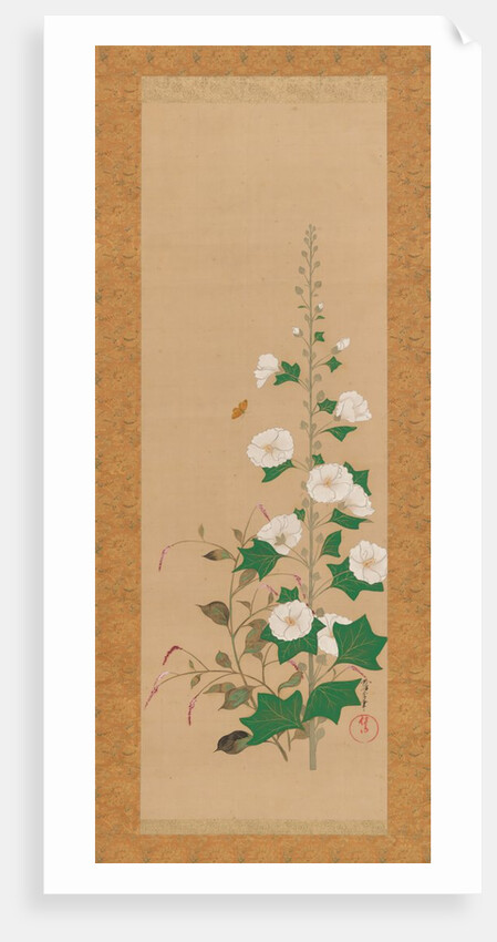 Hollyhocks and Prince?s-Feather Flowers, early 19th century by Sakai Oho
