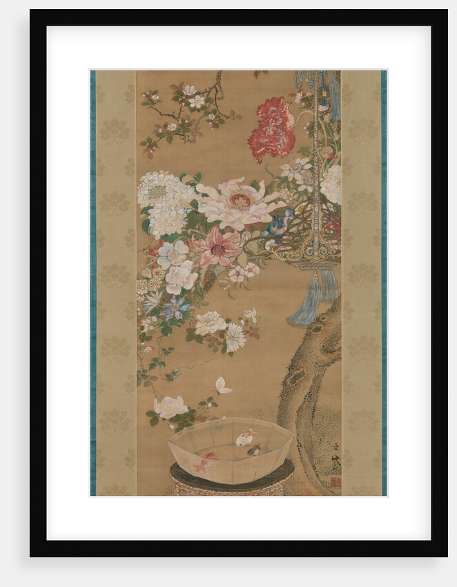Flowers and Goldfish, 18th century by So Shizan