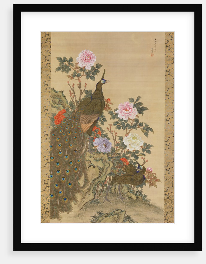 Peacocks and Peonies, 1820 by Tani Buncho