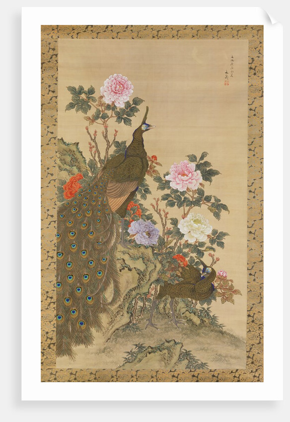 Peacocks and Peonies, 1820 by Tani Buncho