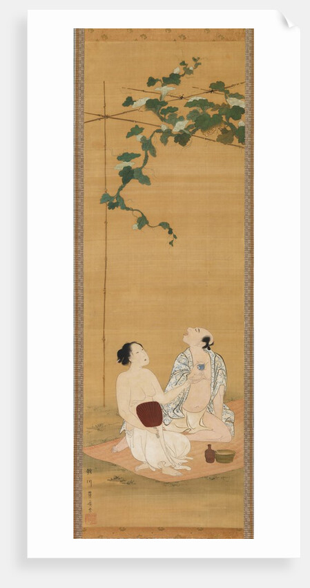 Enjoying the Evening Cool under a Gourd Trellis, early 19th century by Utagawa Toyohiro